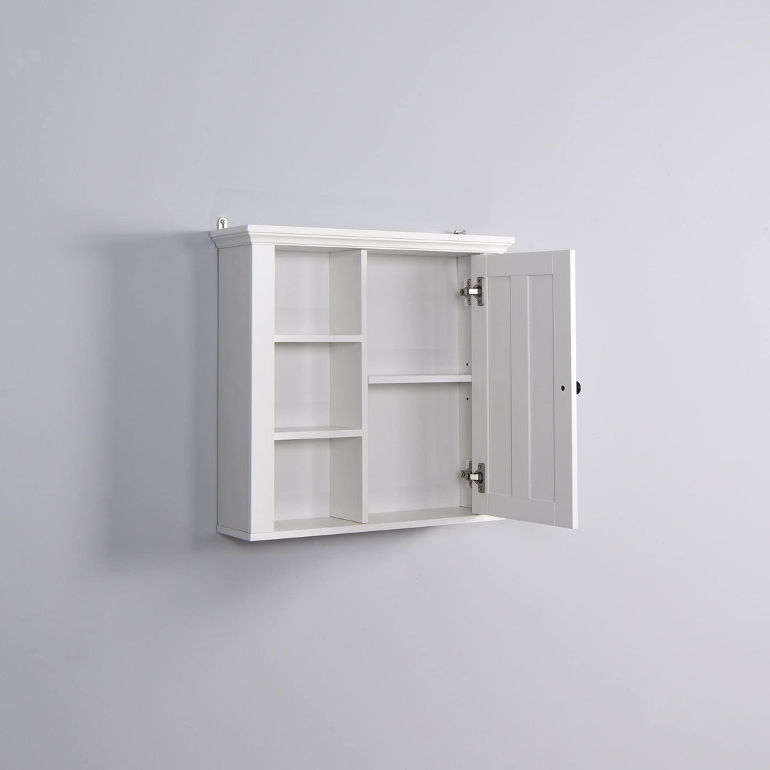 White Bathroom Wooden Wall Cabinet with A Door Modern Contemporary Wood Finish - Diamond Home USA