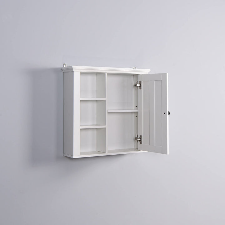 White Bathroom Wooden Wall Cabinet with A Door Modern Contemporary Wood Finish - Diamond Home USA