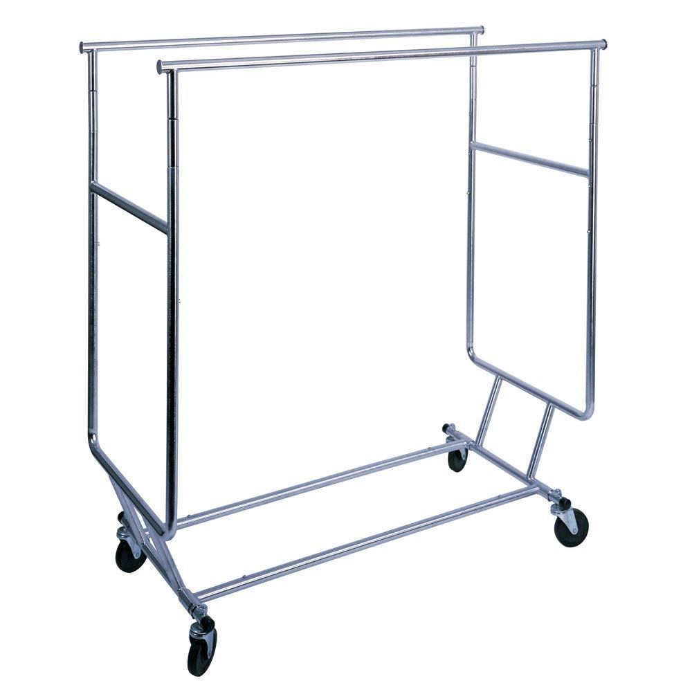 Econoco Double Hangrail Rolling Clothes ck- Heavy Duty Collapsible Clothing - Diamond Home USA