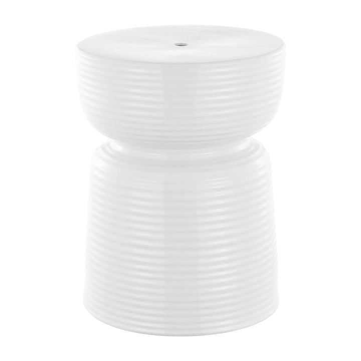 Ceramic Garden Stool White Modern Contemporary Glossy - Diamond Home USA