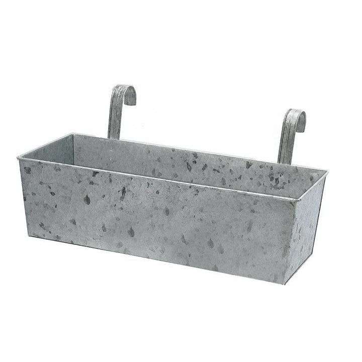 Galvanized Metal Rect. Planter with Hooks (19.70") Silver