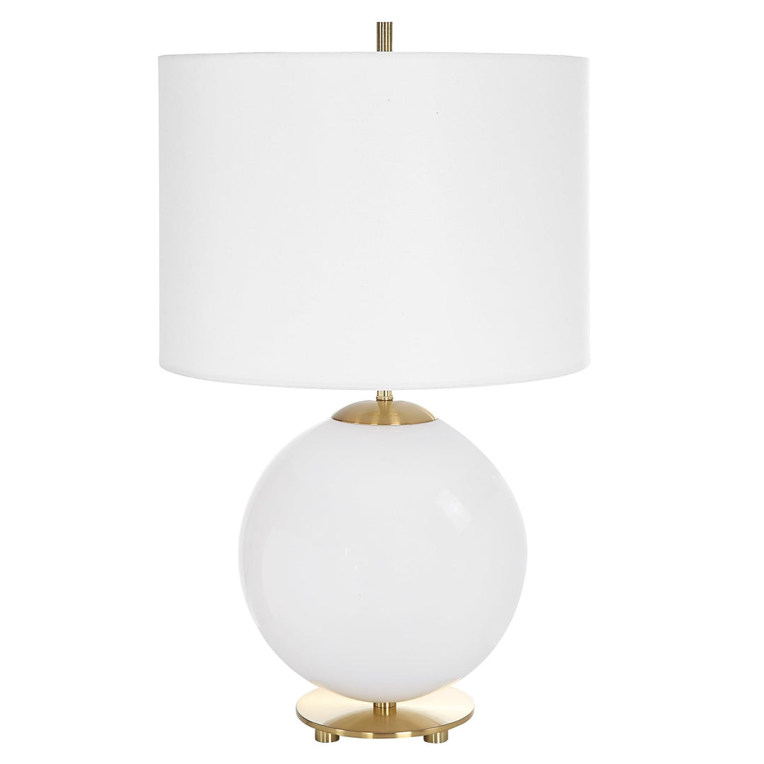 Matte White Steel 1-Light Table Lamp 24h Shade 10h X 14 Dia in. Modern - Diamond Home USA