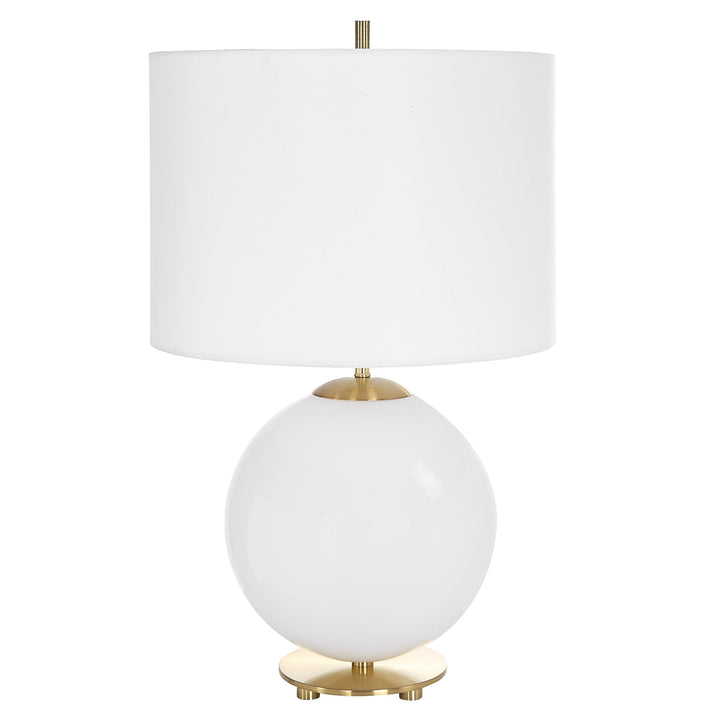 Matte White Steel 1-Light Table Lamp 24h Shade 10h X 14 Dia in. Modern - Diamond Home USA