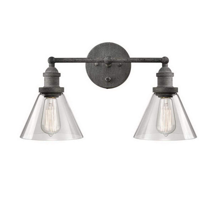Antique Wall Sconce 2-light Glass Bathroom Vanity Light Grey Metallic Silver - Diamond Home USA