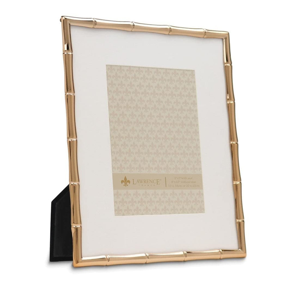 Gold-tone 8x10 Bamboo Metal Photo Frame With Mat For 5x7 Gold Modern - Diamond Home USA