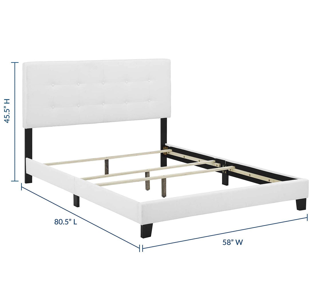 Modway Amira Tufted Fabric Upholstered Full Bed Frame With Headboard In White - Diamond Home USA