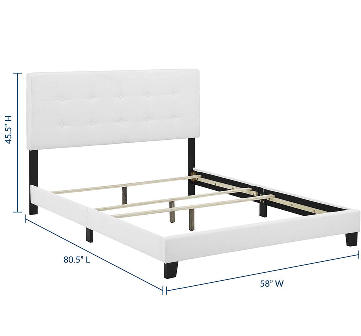 Modway Amira Tufted Fabric Upholstered Full Bed Frame With Headboard In White - Diamond Home USA