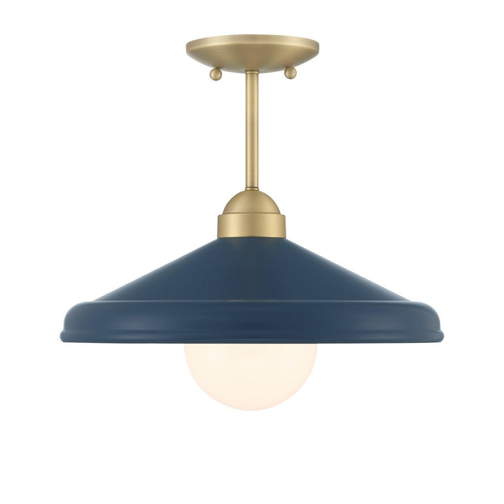 Matte Navy 14" Semi-flush Mount Ceiling Barn Light 14'' D Inch 11'' W H Blue