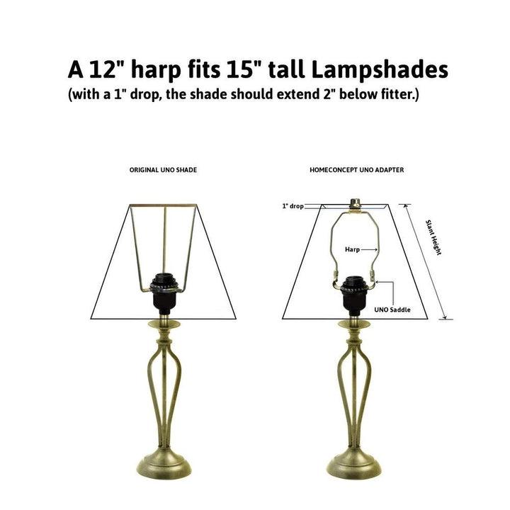 Slip Uno Adapter Converts Your 15" High Lampshade to Fit n Lamp Base (1 7/16" - Diamond Home USA