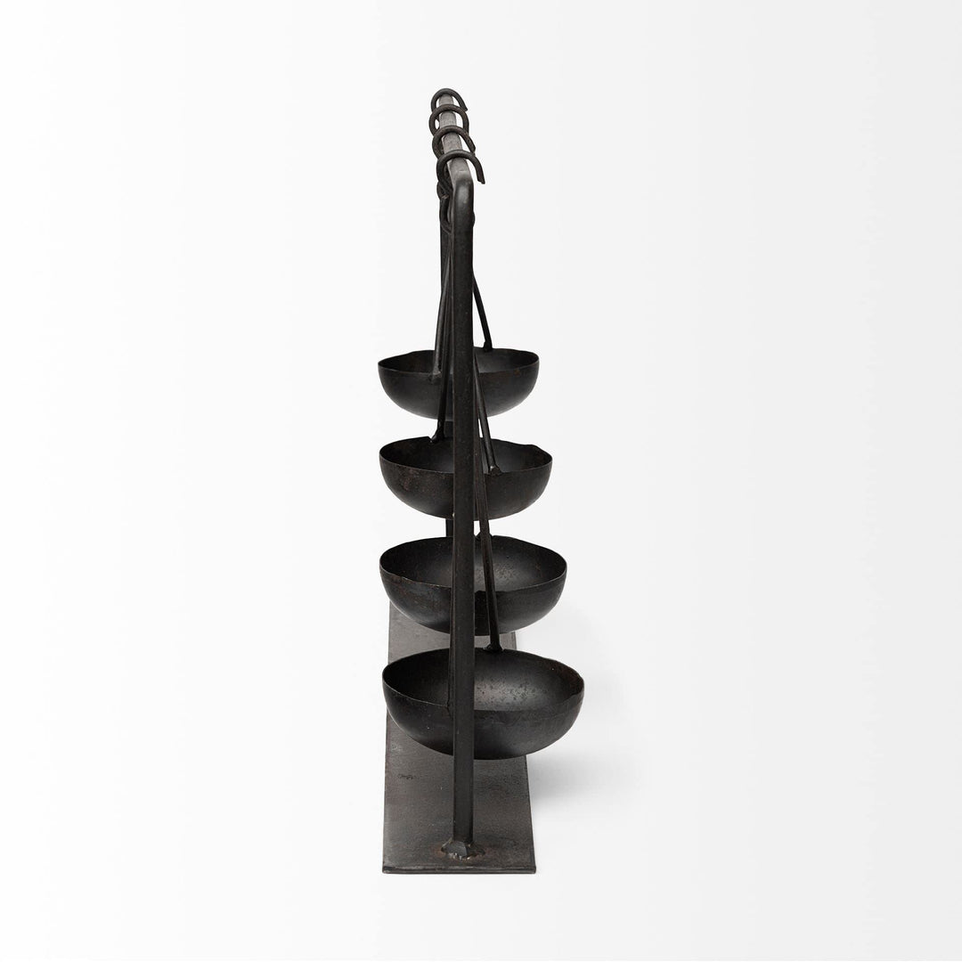 19l X 3w Black Metal 4 Bowl Ancient Spice Market Decorative Display 18.5l 3.0w - Diamond Home USA