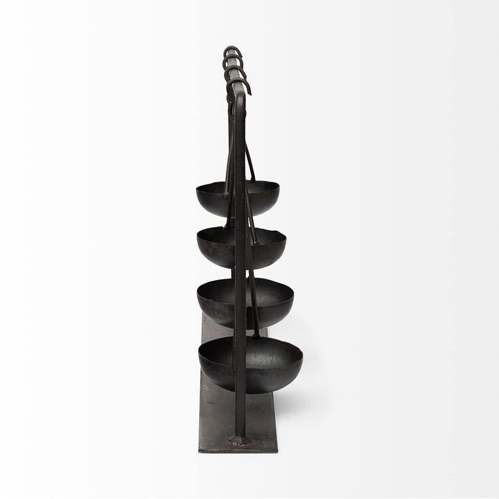 19l X 3w Black Metal 4 Bowl Ancient Spice Market Decorative Display 18.5l 3.0w - Diamond Home USA