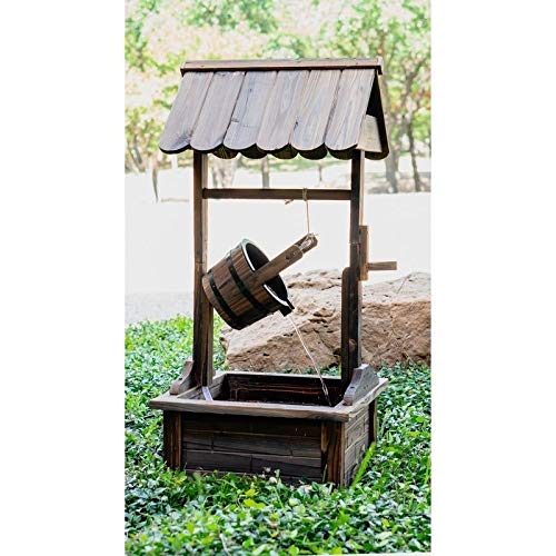 Wood Wishing Well Fountain Brown Rustic - Diamond Home USA