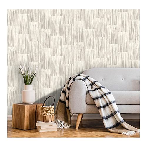 Taupe Plank Wallpaper 20.9 X Abstract Farmhouse Washable - Diamond Home USA