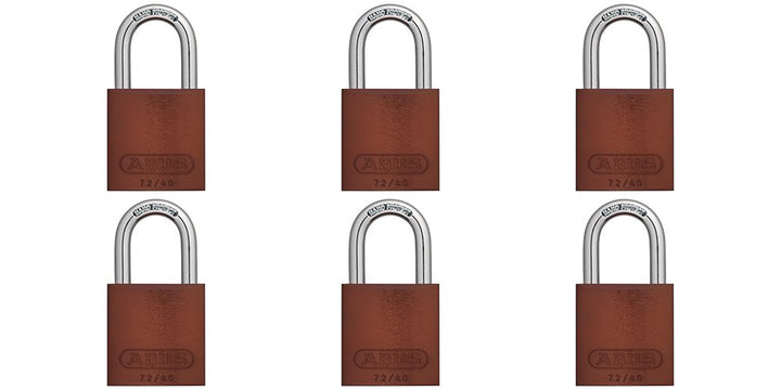 ABUS 19331 72/40 Aluminum Safety Padlock Keyed Alike 1 Inch Shackle 6 Count