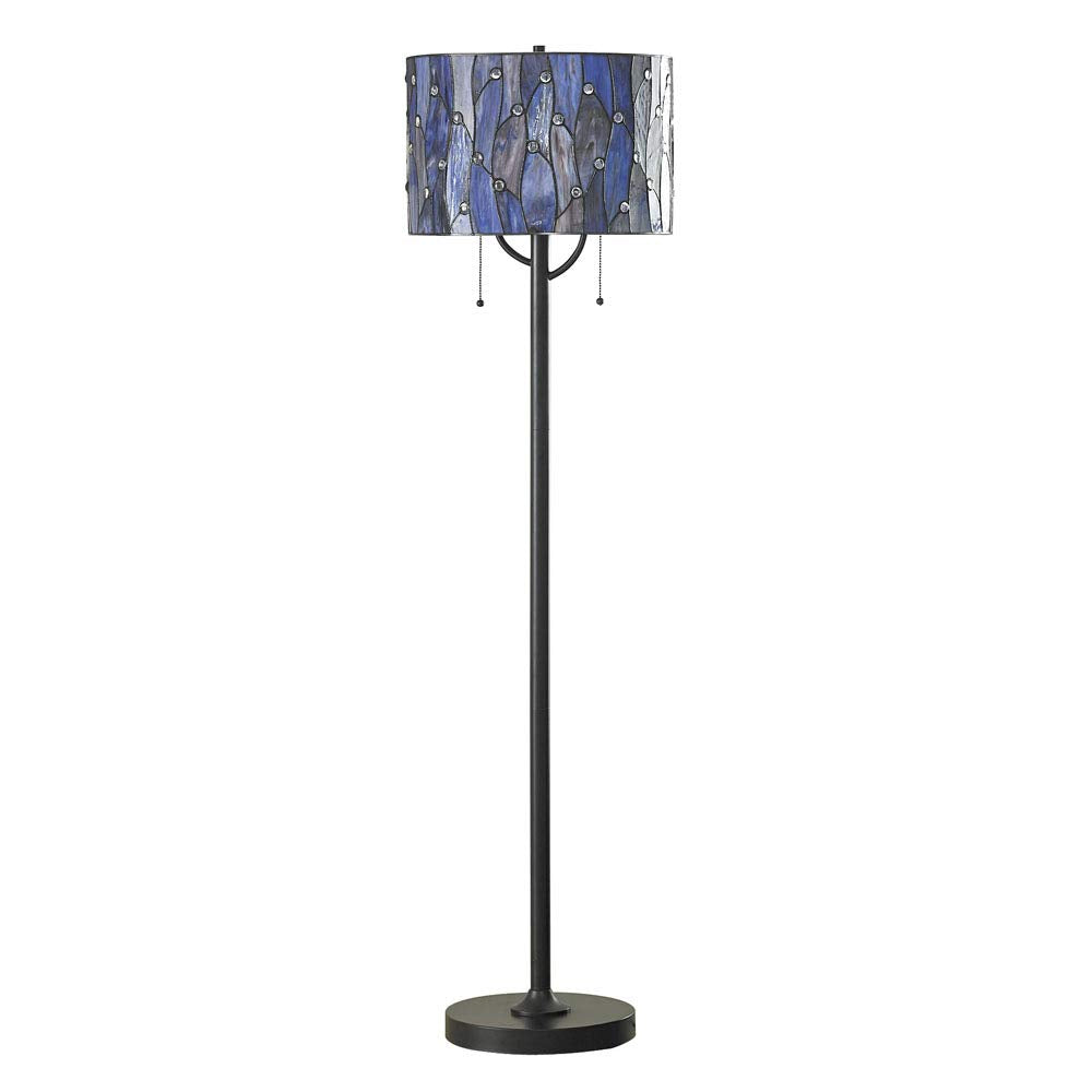 HOMEGLAM Vines Tiffany Floor Lamp Tiffany Lamp Floor Lamp - Green (Blue/Purple) - Diamond Home USA