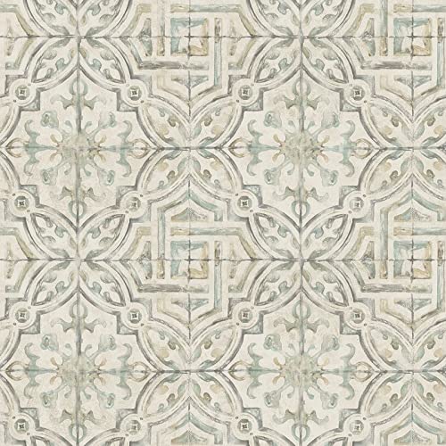 Olive Spanish Tile Wallpaper 20.5in X Green Geometric Farmhouse Paper Washable