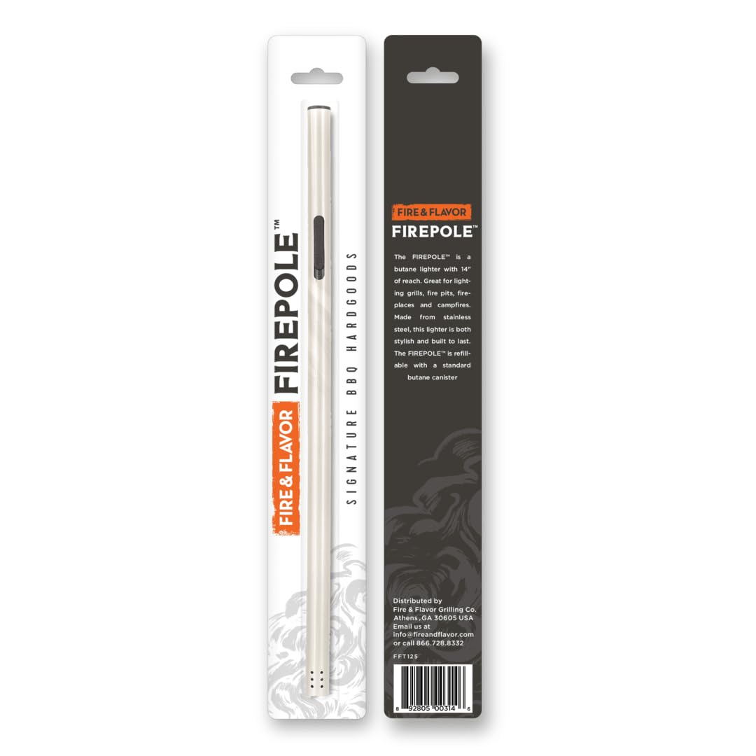 Fire & Flavor FirePole Refillable Butane Lighter with 14" Reach Durable Easy