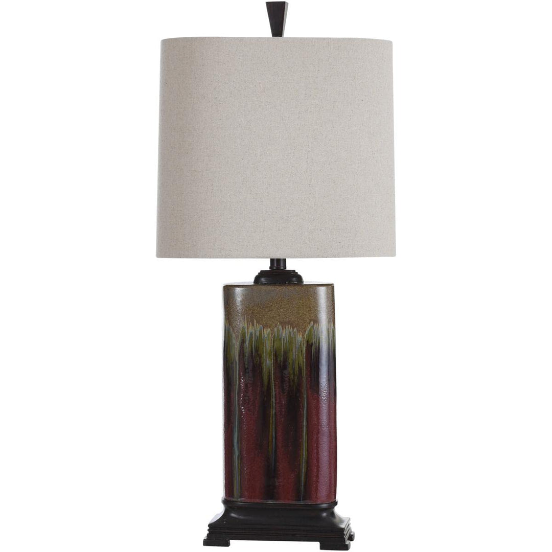Stylecraft Home Collection L34377DS Signature Table Lamp Dark Red and Tan Glaze