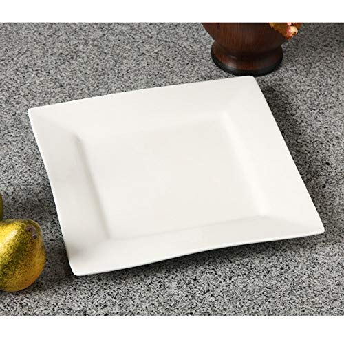 Whittier 10-inch Square Dinner late (Set Of 6) White Solid Casual orcelain 6 - Diamond Home USA