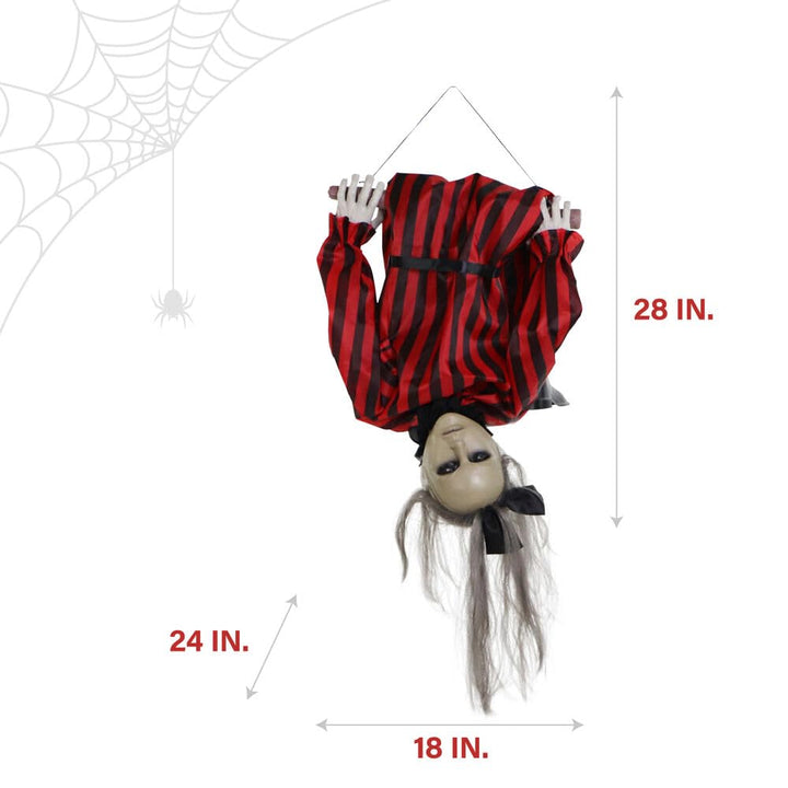 Haunted Hill Farm Upside-Down Zombie Woman Animatronic with Trapeze Sound and - Diamond Home USA
