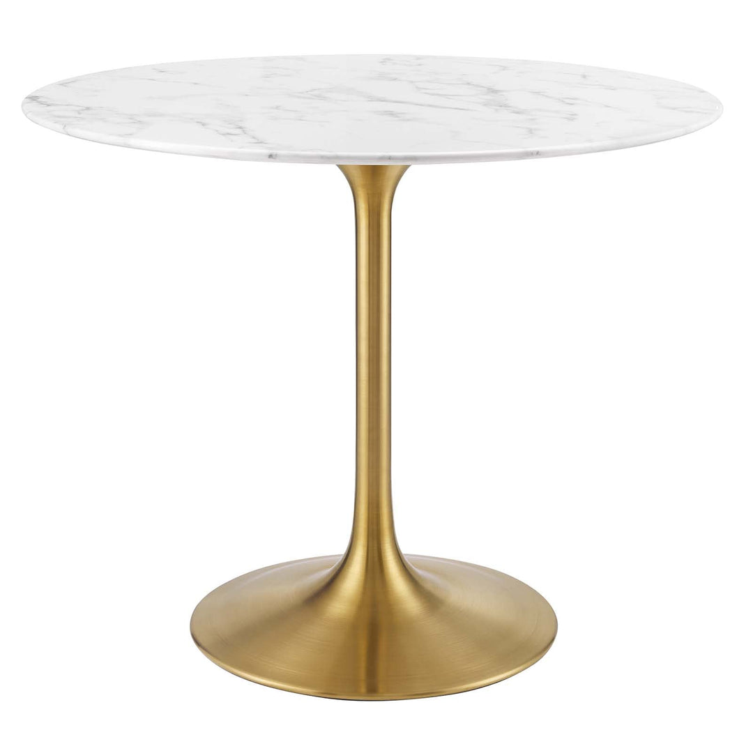 Modway Lippa 36" Mid-Century Dining Table with Round Artificial Marble Top in