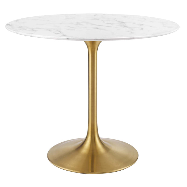 Modway Lippa 36" Mid-Century Dining Table with Round Artificial Marble Top in