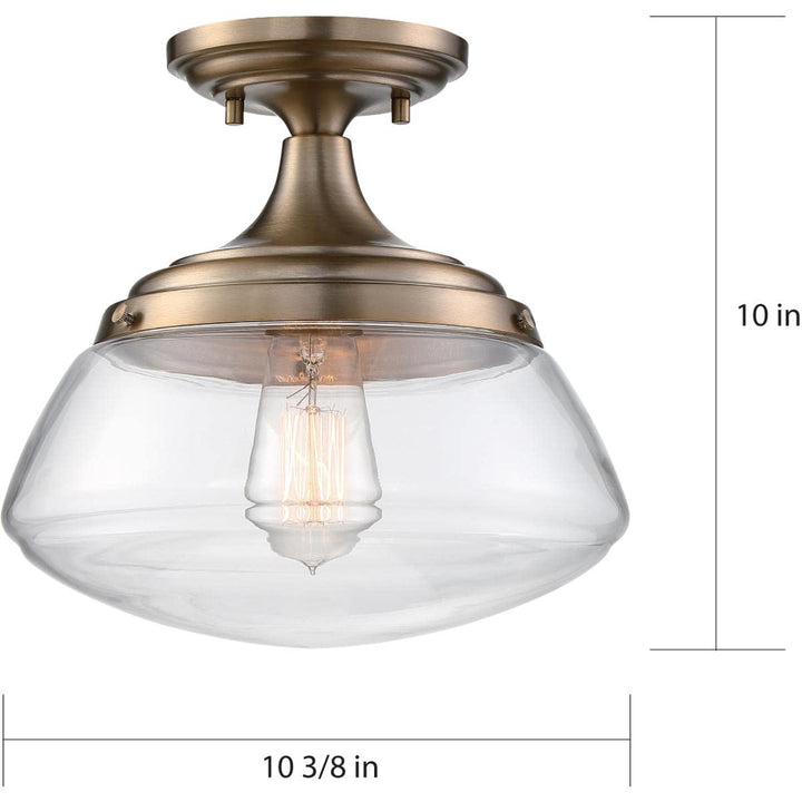 NUVO 60/6797 Kew Semi-Flush Fixture Burnished Brass Finish with Clear Glass 1 - Diamond Home USA