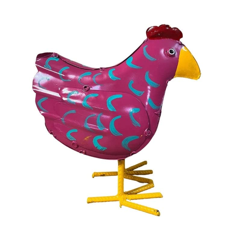 Mini Fuchsia Hen Pink Rustic Metal Finish Handmade - Diamond Home USA