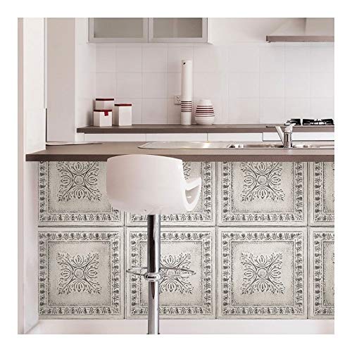 Reclaimed Tin Peel Stick Wallpaper X 20.5in Grey Vinyl Removable - Diamond Home USA