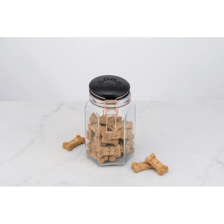 Pet Clear With Black Lid Treats Canister 40 Oz Brown Solid Ceramic Glass - Diamond Home USA