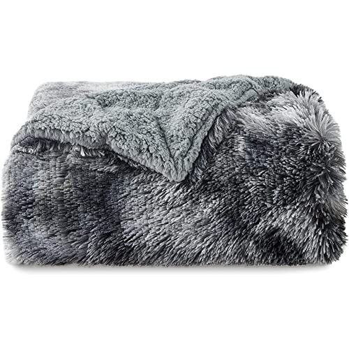Fur Throw Blanket Blankets for Sofa White Solid Color Casual Cotton Blend - Diamond Home USA