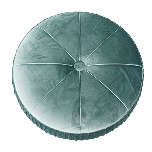New Pacific Direct Helena Velvet Round Ottoman Ottomans & Cubes Emerald - Diamond Home USA