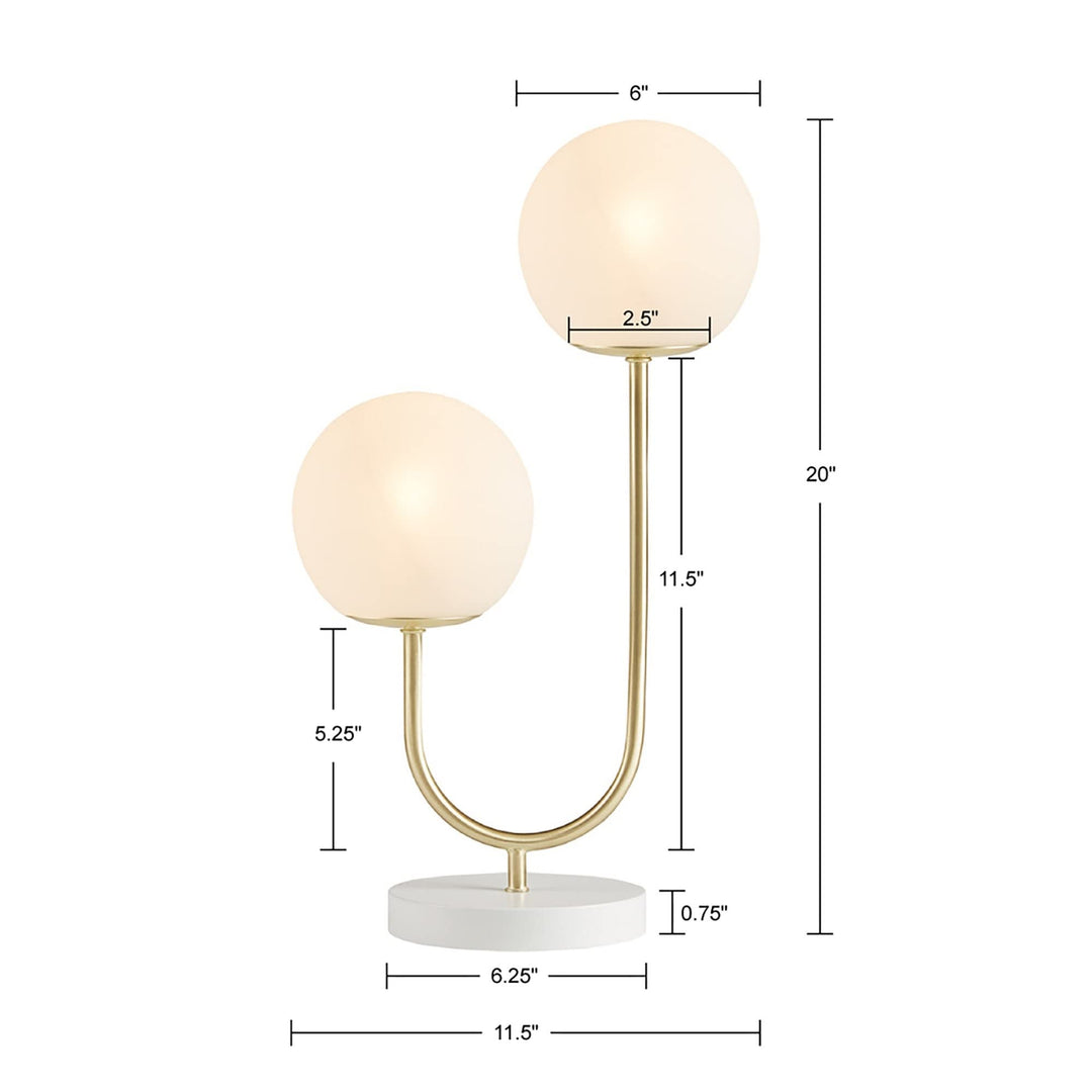 Design Metal 2-Light Globe Table Lamp Gold White Modern Contemporary - Diamond Home USA