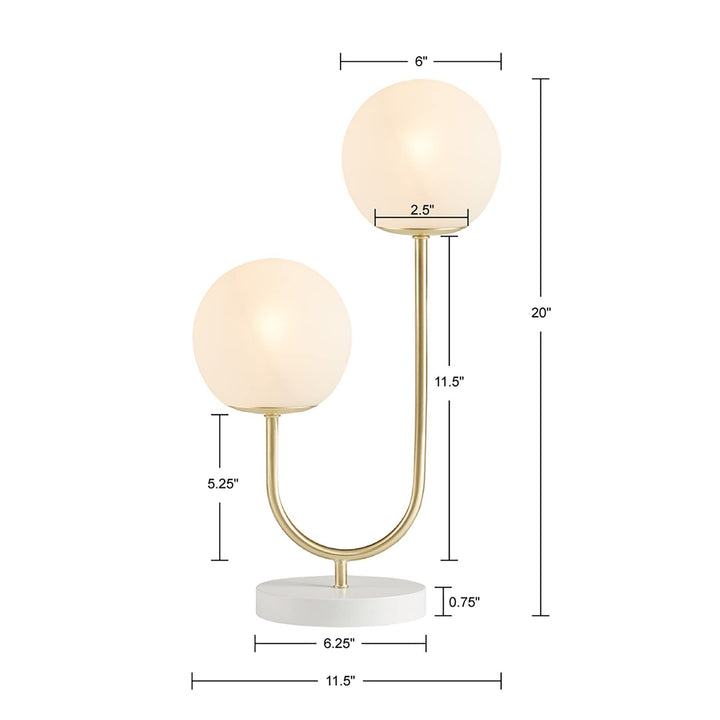 Design Metal 2-Light Globe Table Lamp Gold White Modern Contemporary - Diamond Home USA