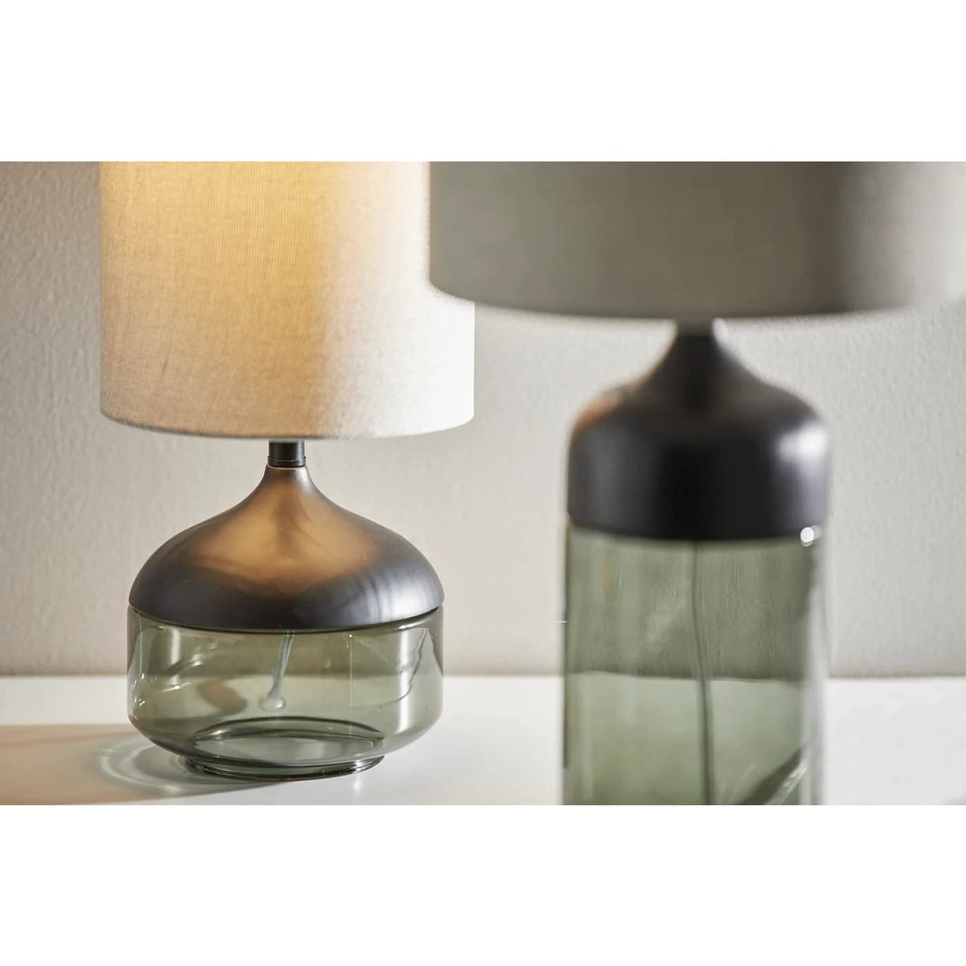 Adesso 3526-01 Marina Table Lamp 16.25 in 40W Black Rubber Wood w/Smoked Glass 1 - Diamond Home USA