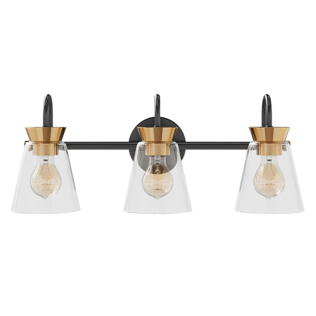 Vintage Over Mirror Bathroom Vanity Light Fixture with Dome Glass Shade Black - Diamond Home USA