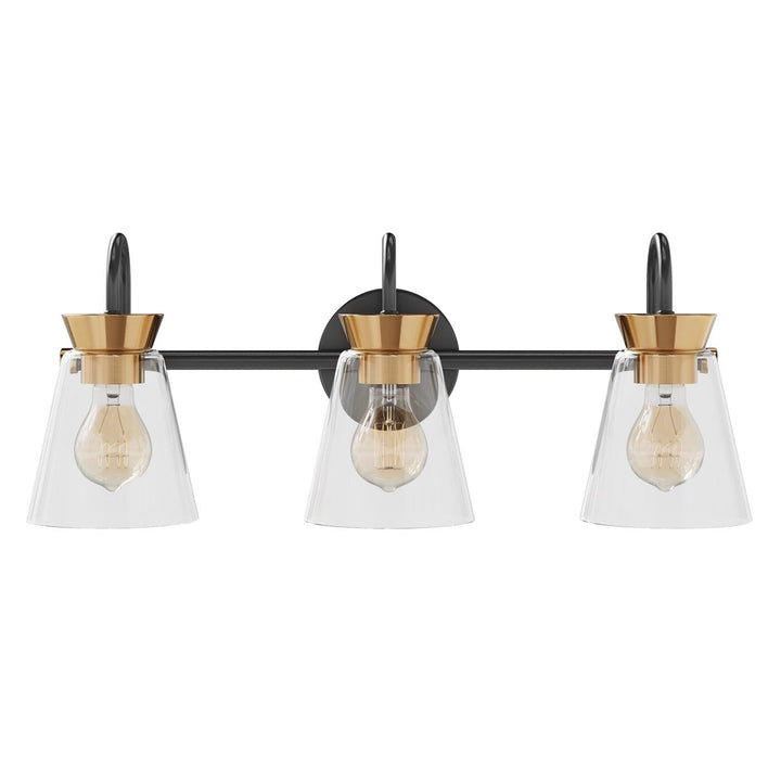 Vintage Over Mirror Bathroom Vanity Light Fixture with Dome Glass Shade Black - Diamond Home USA