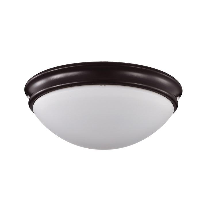 Oil Rubbed Bronze 15 in. 3-Light Modern Flush Mount with White Glass Shade Dia X