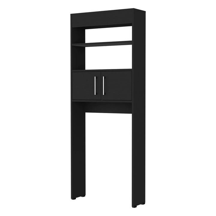 Over The Toilet Cabinet with 2 Shelves2 Doors Black Modern Contemporary Wood - Diamond Home USA