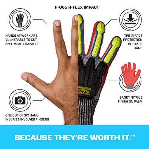 RINGERS R-065G Industrial Gloves - Size 9 Grey & Red 1 Pack - Diamond Home USA