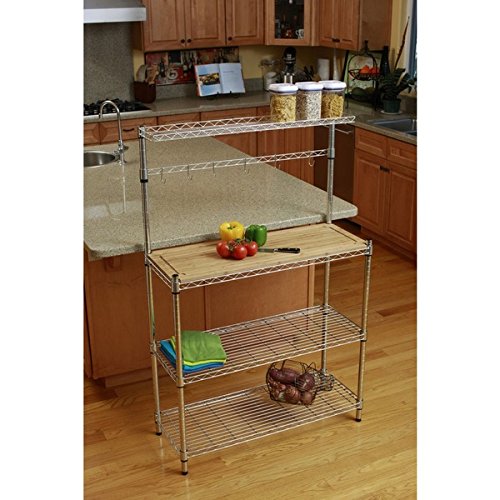 Trinity TBFZ-1501OS EcoStorage Bamboo Baker's Rack Chrome Finish - Diamond Home USA