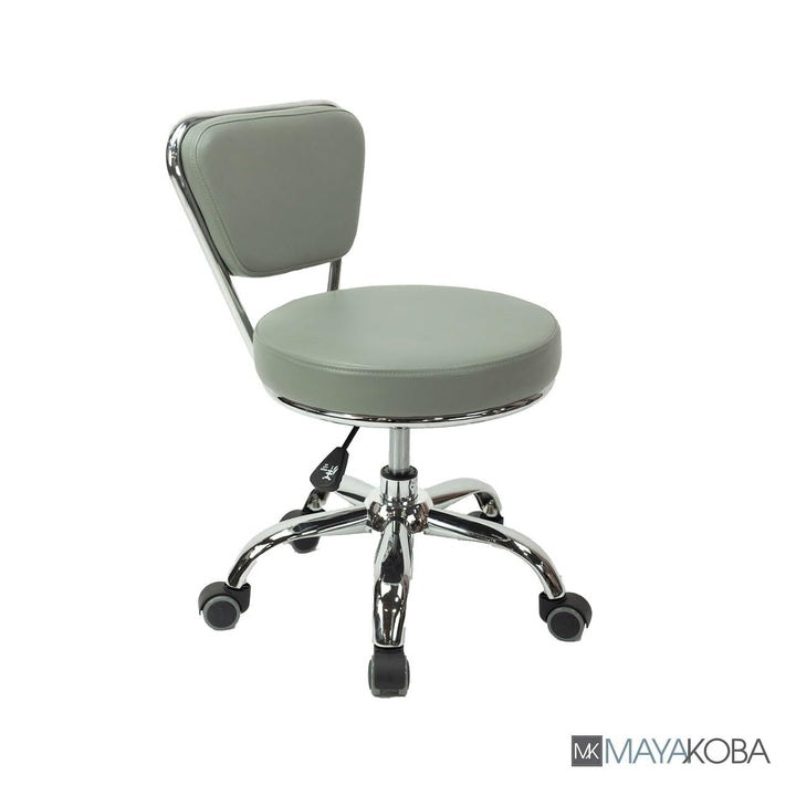 Short Stool Adjustable 13" to 15" Low Rolling Chair with Backrest Storm Grey - Diamond Home USA