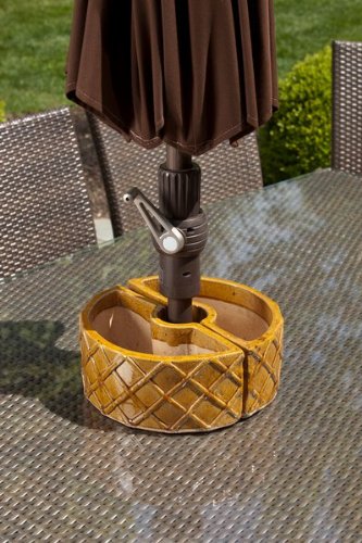 Alfresco Home 38-8450 Trellis Umbrella Planter Terra Gold - Diamond Home USA