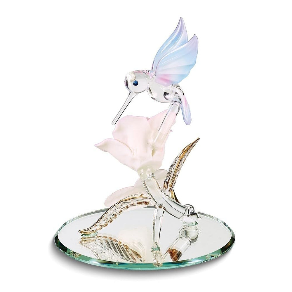 Love You Mom Hummingbird and Rose Figurine Multi Color Glass - Diamond Home USA