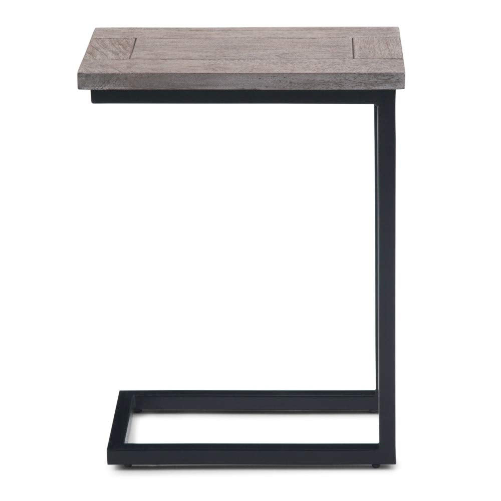 SIMPLIHOME Skyler SOLID MANGO WOOD and Metal 18 inch Wide Rectangle C Side Table