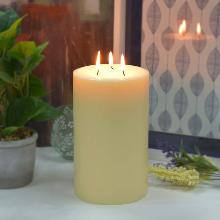 5 X 8 Inch Ivory Pillar Candle Set of 4 White Wax Handmade
