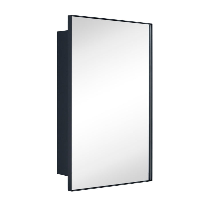 Black Surface and Recessed Mount Squared Rectangle Medicine Cabinet with