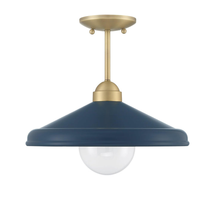 Matte Navy 14" Semi-flush Mount Ceiling Barn Light 14'' D Inch 11'' W H Blue - Diamond Home USA