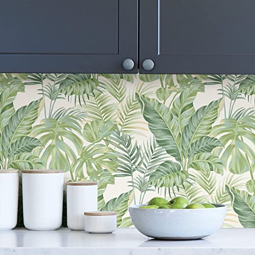 Madagascar Peel Stick Wallpaper X 20.5in Green Nature Vinyl Removable - Diamond Home USA