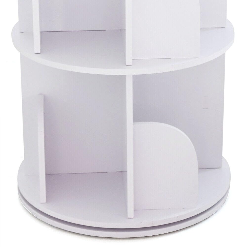 Rotating Bookshelf Display 2 Shelf Bookcase White Novelty Wood Painted Handmade - Diamond Home USA